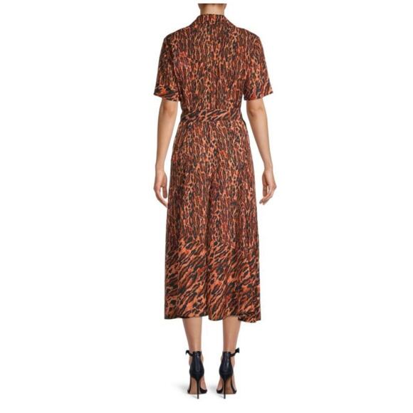 SANDRO Eliza Animal-Print Belted Midi Shirtdress Waist Belted Sz S - Picture 4 of 16